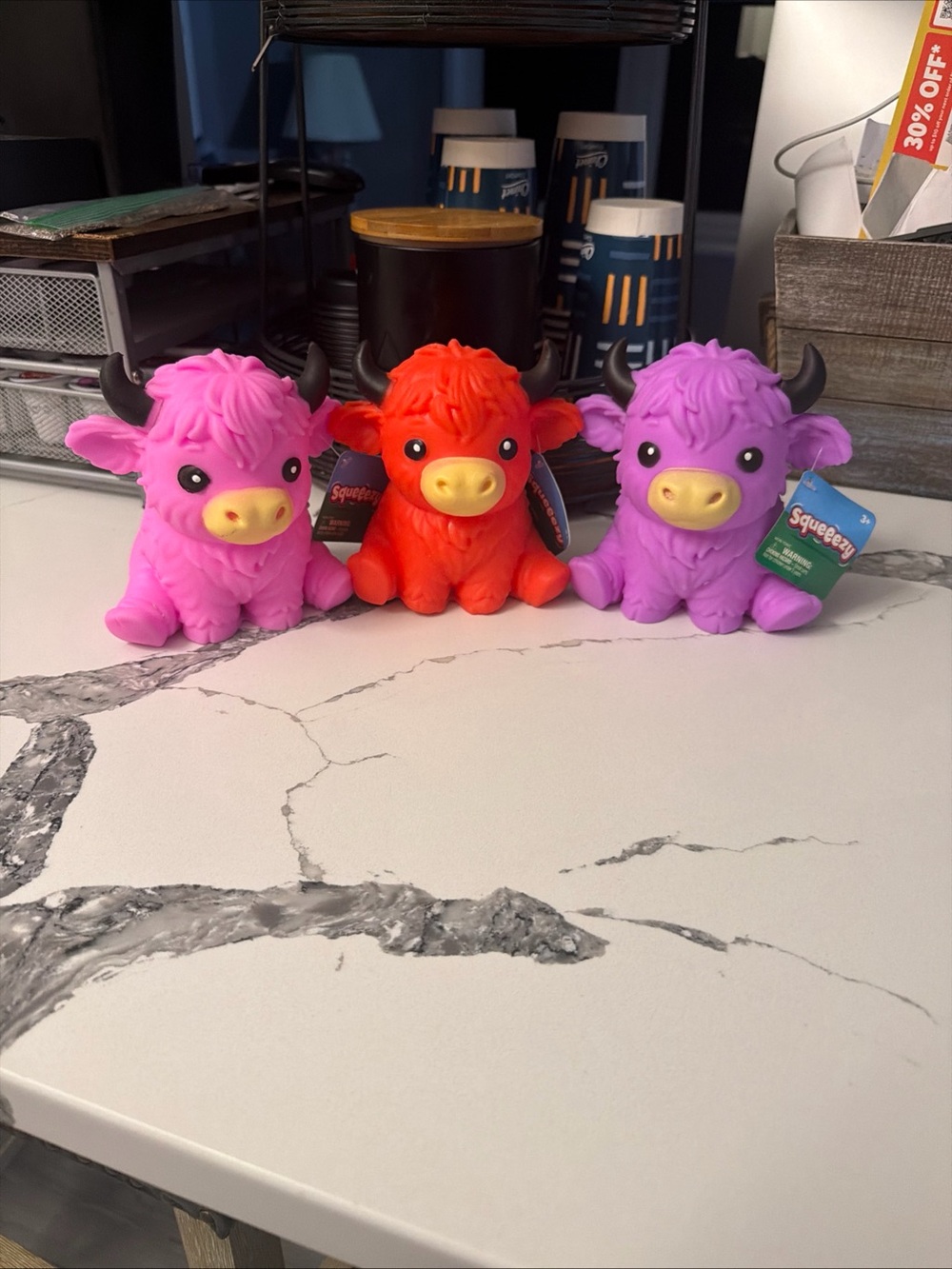 Cute Squeezy Highland Cow Plush Toy - Pink, Orange, Purple